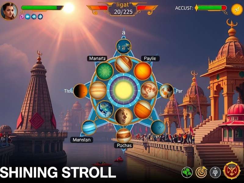 Shining Stroll's richly detailed world blending ancient Indian landscapes with celestial realms